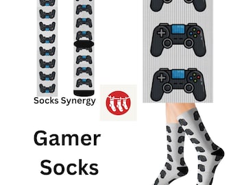 Gamersocken - Lustige Socken mit Controller-Design, Geschenk für Gamer, Kuschelige Socken, Videospielzubehör, Unisex-Socken