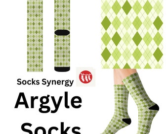 TOP SELLER Meias Argyle Verdes personalizadas divertidas legais e modernas presente presente feriado personalizado nome personalizado data mulheres homens padrão