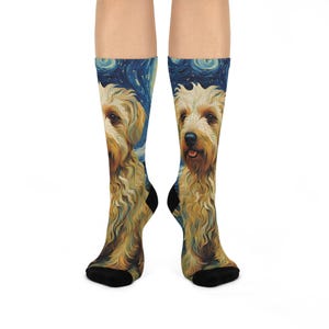 Artistic Dog Crew Socks for Animal Lovers, Funny Gift for Pet Owners, Cozy Home Accessories, Gift for Dog Moms, Unique Dog Art Socks
