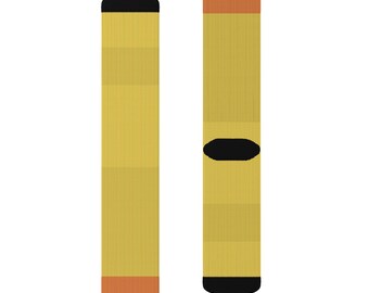 Gelb mit orangefarbenen Spitzen Socken für täglichen Komfort, einzigartiges Geschenk für Sie oder Ihn, gemütlich für den Herbst, Spaß Mode-Accessoire, Warm und Trendy