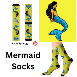 TOP SELLER Mermaid Socks personalized gift custom name date diamond fun cool trendy present holiday customized women&#39;s men&#39;s ocean