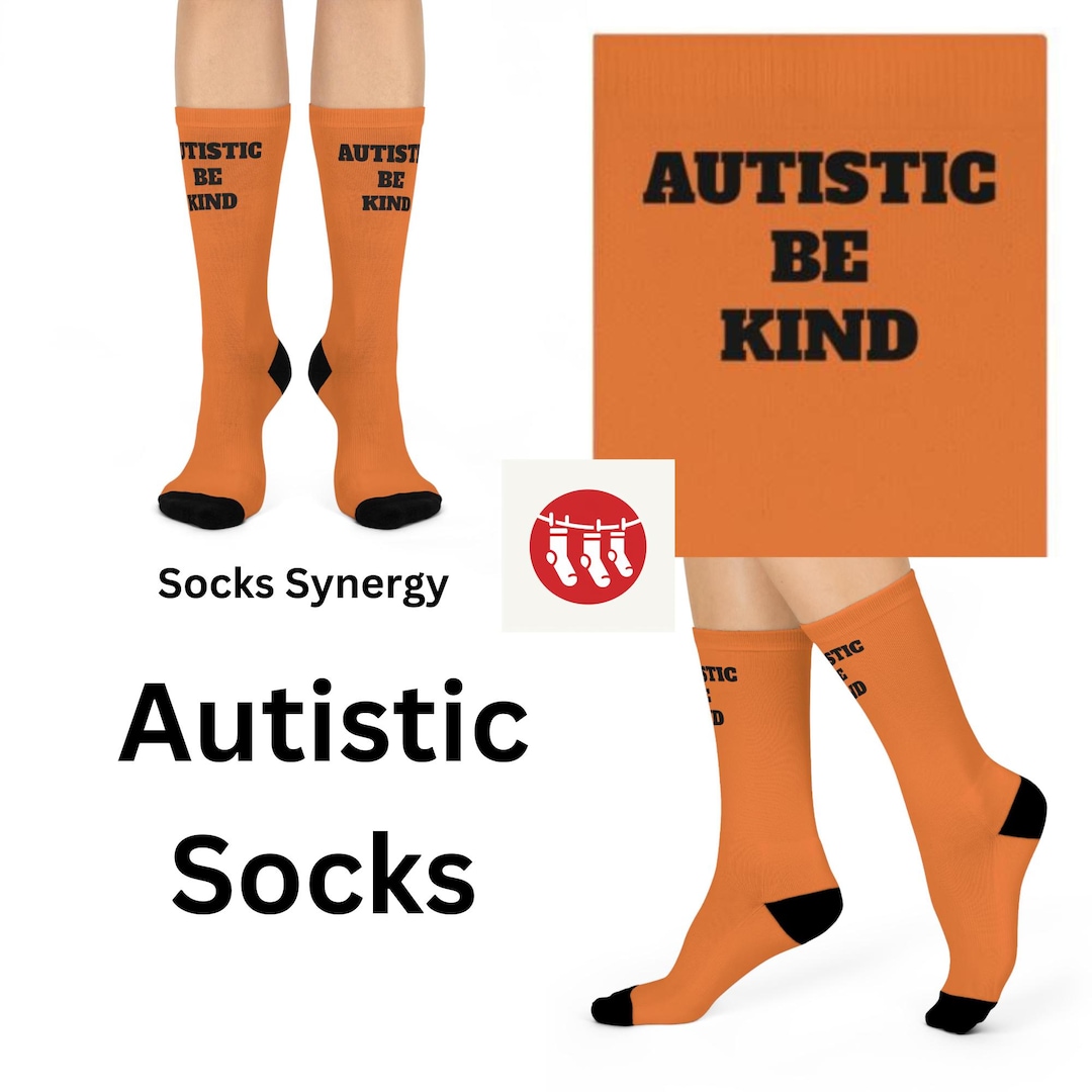 Autistic Be Kind Cushioned Crew Socks, Supportive Socks, Awareness Gear ...