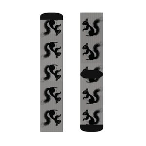 Whimsical Animal Socks - Funky Grey Squirrel Patterned Socks, Cute Gifts for Animal Lovers, Fun Novelty Feet Wear, Cozy Gift Idea