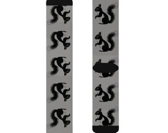気まぐれな動物ソックス - ファンキーなグレーのリス柄ソックス、動物好きの方へのかわいいギフト、楽しい斬新な足の履き物、心地よいギフトアイデア