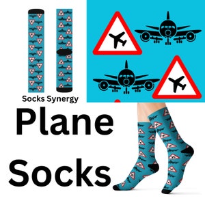 Plane Socks custom fun cool trendy gift present holiday personalized women&#39;s men&#39;s pattern customized name date