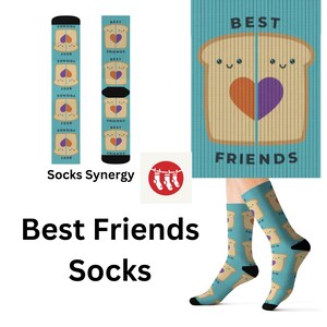 Best Friends Peanut Butter and Jelly Socks personalized gift friend socks fun cool trendy gift present holiday womens mens pattern custom