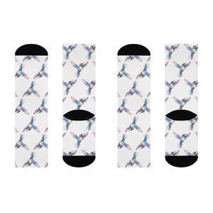 Whimsical Hummingbird Cushioned Crew Socks - Cozy Gift, Stylish & Fun, Perfect for Bird Lovers, Nature Enthusiasts, Sock Lovers, Everyday image 4