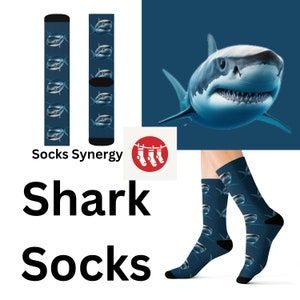 Great White shark Socks custom fun cool trendy gift present holiday personalized women&#39;s men&#39;s pattern customized name date