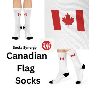 Canada Flag Crew Socks - Cozy Cushioned Socks for Canadians, Gifts for Canada Day, Sports, Travel, and Celebrations