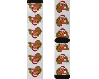 Calcetines de pavo con gorro de Papá Noel. Divertidos calcetines de comida, originales y novedosos, regalo para amantes de la comida, calcetines únicos, ropa informal bonita para fiestas.