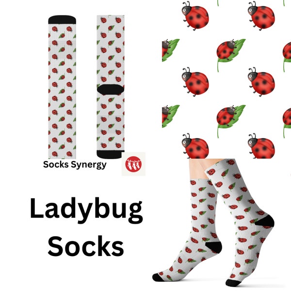 TOP SELLER Ladybug Socks personalized gift custom name fun cool trendy present holiday customized date women's men's pattern leaf garden