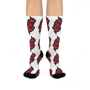 Dollar Money Sign Trendy Cushioned Crew Socks, Mens Socks, Womens Fashion Socks, Statement Socks, Gift for Her, Comfortable Athletic Socks