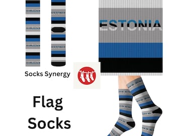 Estonia Socks personalized gift country socks flag socks fun cool trendy gift present holiday womens mens pattern custom name date