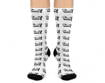 Bussin' Cushioned Crew Socks, Stylish Casual Socks for Everyday Wear, Fun Gift for Friends, Trendy Streetwear Style, Perfect for Cozy