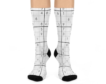 Calzini imbottiti a tema Sudoku / Regalo divertente per gli amanti dei puzzle / Calzini comodi e unici da indossare tutti i giorni, regali di compleanno, serate di gioco