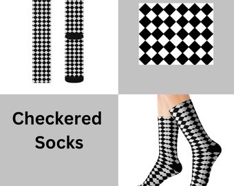 Checkered Socks fun cool trendy gift present holiday personalized women's men's pattern customized