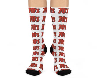 Retro 70's Cushioned Crew Socks | Fun Funky Socks, Retro Style Gift, 70s Vibe, Cozy Footwear, Unique Socks for All Occasions