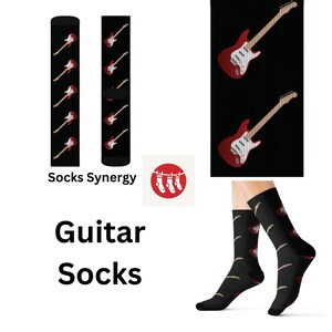 Electric Guitar Socks personalized gift band concert music fun cool trendy gift present holiday womens mens pattern custom name date