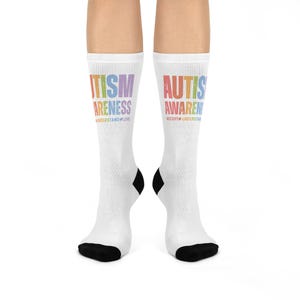 Autism Awareness Cushioned Crew Socks, Supportive Socks for Autism Month, Gift for Special Needs, Comfortable Everyday Wear image 2