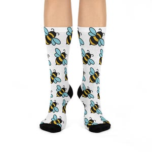 Bee Delight Cushioned Crew Socks - Fun and Comfortable Socks, Perfect for Gifts, Bee Lovers, Spring Celebrations, Casual Wear, Everyday