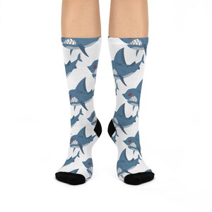 Shark Attack Cushioned Crew Socks | Fun & Comfy Gift for Ocean Lovers, Halloween, Birthday Gift, Casual Wear, Sock Gift Set