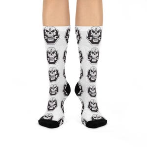 Edgy Skull Crew Socks | Cool Accessories for Music Lovers, Casual Wear, Gifts for Halloween, Unique Style, Comfortable Fashion