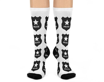 Calcetines acolchados con insignia de policía. Regalo cómodo para las fuerzas del orden, agradecimiento a los policías, regalo del día del padre, cumpleaños y ropa informal.