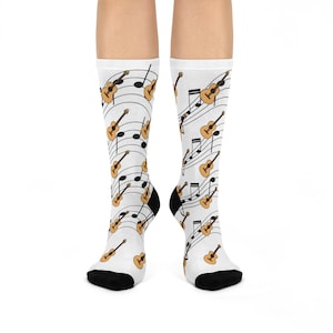 Guitar Musical Crew Socks, Fun Gift for Music Lovers, Guitar Design, Cozy Socks for Performers, Perfect for Birthdays, Music Events