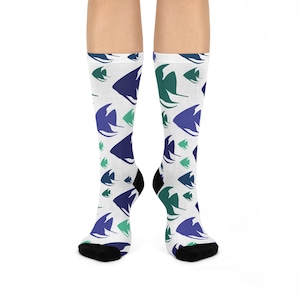 Colorful Fish Pattern Cushioned Crew Socks, Fun Gift for Aquatic Lovers, Cozy Everyday Socks, Unique Pattern Socks for Summer, [...]