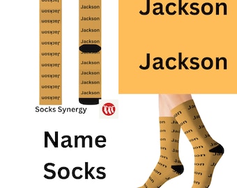 Calcetines Jackson más vendidos, regalo personalizado, nombre personalizado, divertido, genial, moderno, regalo festivo, fecha personalizada, patrón para mujeres y hombres