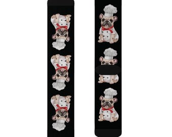 Bulldog Socks Cute Dog Chef Socks | Fun Pet Lover Gift, Creative Socks, Animal Print Apparel, Novelty Wear, Dog Lover Gift