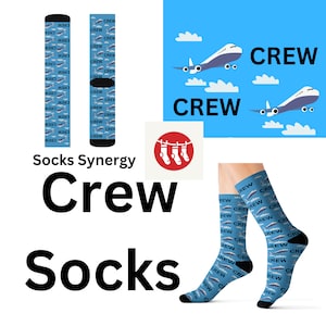Airplane Crew Socks custom Aviation Pilot Airport fun cool trendy gift present holiday personalized women&#39;s men&#39;s pattern customized name