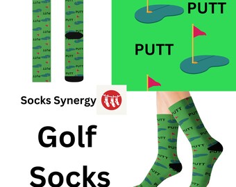 Putt Golf Socks custom fun cool trendy gift present holiday personalized women's men's pattern customized name date sport