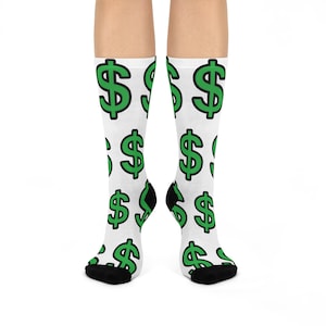 Money Lover Cushioned Crew Socks - Fun Gift for Finance Enthusiasts, Birthday Presents, Casual Wear, Holiday Stocking Stuffers, Unique