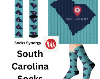 South Carolina Socks personalized gift state fun cool trendy gift present holiday womens mens pattern custom name date location socks