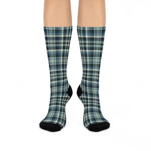 Plaid Pattern Cushioned Crew Socks | Cozy Fashion Socks for Everyday Wear | Gift for Her | Comfortable Winter Socks | Gift for Sock Lovers
