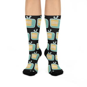 K drama marathon Cozy TV-Themed Cushioned Crew Socks | Fun Gift Movie Lovers, Perfect for Cozy Nights, TV Show Fan Socks, Ideal for Gifting