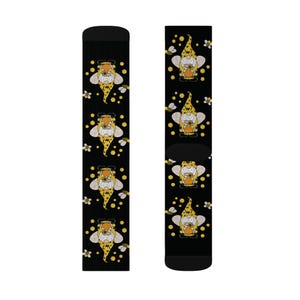 Gnome Bee Socks | Colorful Gifts for Nature Lovers, Cute Camp Socks, Unique Birthday Surprise, Flower Lover&#39;s Accessory, Cozy Homewear