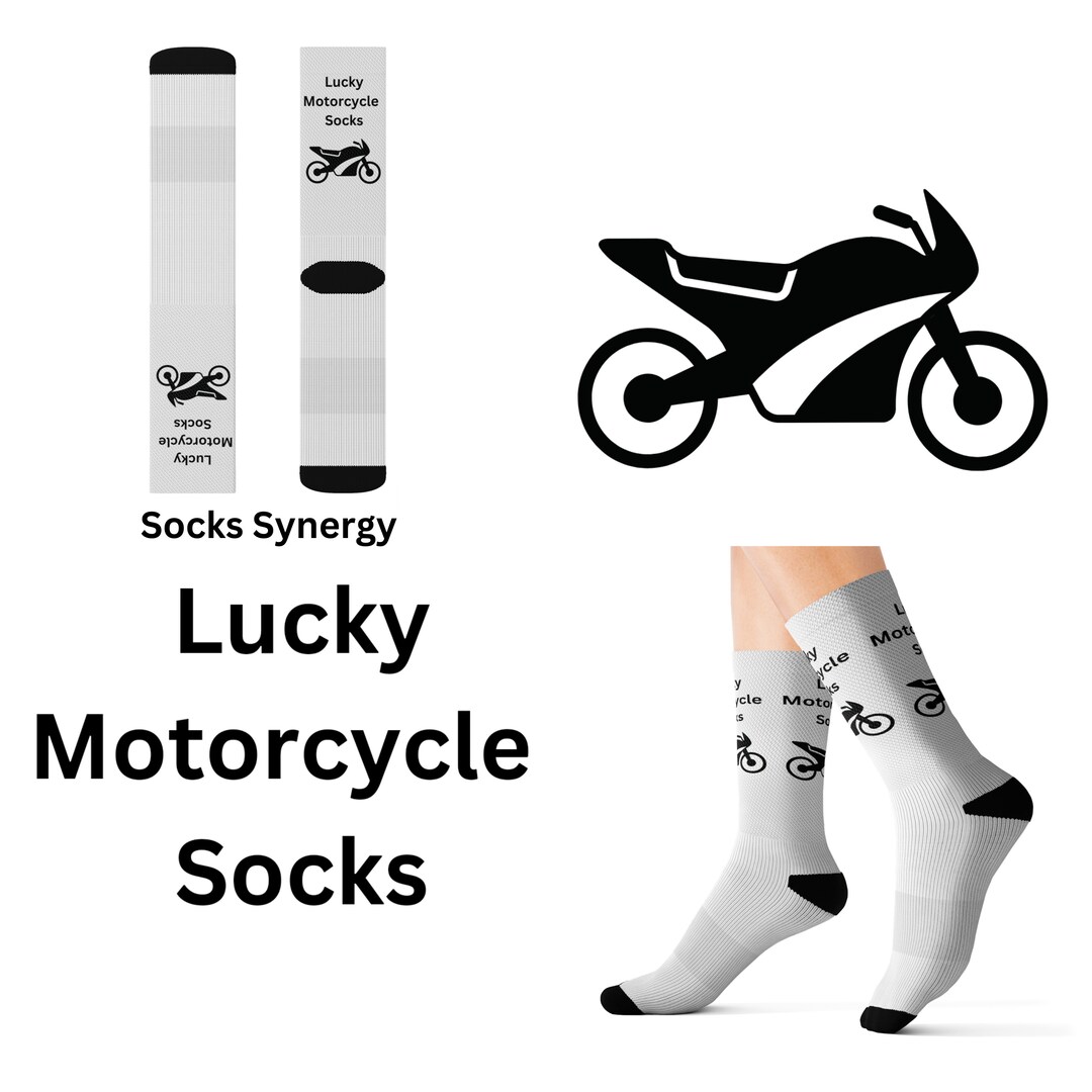 Lucky Motorcycle Socks Custom Fun Cool Trendy Gift Present Holiday