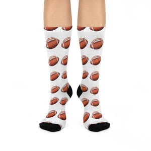 Football Themed Cushioned Crew Socks - Fun Athletic Gift, Sports Socks, Cozy Dress Socks, Game Day Essentials, Unique Sportswear