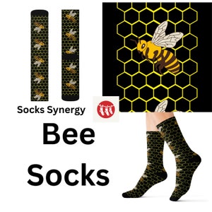 Bee honeycomb Socks custom fun cool trendy gift present holiday personalized women&#39;s men&#39;s pattern customized name date