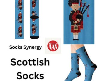 Scottish bagpipes Socks personalized gift Scotland socks fun cool trendy gift present holiday womens mens patten custom name date music sock