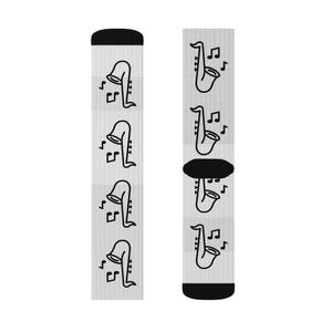 Saxophone Musical Socks for Jazz Lovers, Gift for Musicians, Fun Socks for Concerts, Unique Sock Designs, Festival Wear, Music Theme