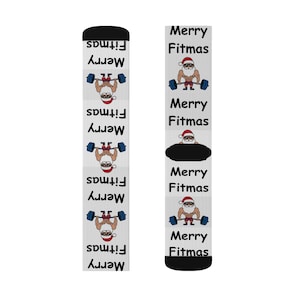 Merry Fitmas Socks - Fun Holiday Fitness Gift, Exercise Socks for Gym Lovers, Christmas Stocking Stuffer, Unique Trainer Apparel