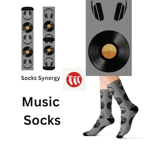 Vinyl Record Socks, Music Lover Gift, DJ Socks, Unique Gift for Musicians, Funky Patterned Socks, Fun Sock Designs