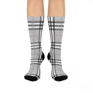 Stylish Plaid Cushioned Crew Socks for Comfort, Gift for Her or Him, Winter Fashion, Cozy Lounge, Holiday Stocking Stuffer