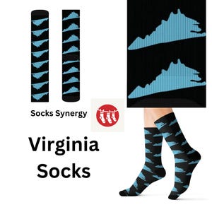 Virginia Socks personalized gift fun cool trendy gift present holiday womens mens pattern custom name date state socks Virginia lover gift