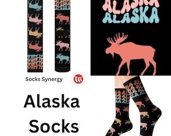 TOP SELLER Alaska Moose Socks personalized gift custom name fun cool trendy present holiday customized date women's men's pattern