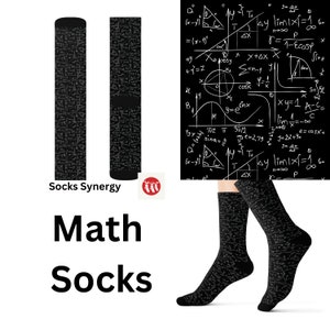 Math Socks custom equation fun cool trendy gift present holiday personalized customized name date women&#39;s men&#39;s pattern algebra calculus