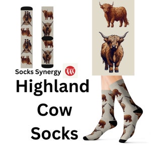 Highland Cows Socks custom fun cool trendy gift present holiday personalized women&#39;s men&#39;s pattern customized name date farmer